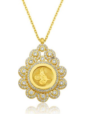 Inure Jewelry Inure Jewelry Gümüş Damla Çerçeveli Tuğra Bayan Kolye