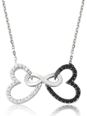 Inure Jewelry Gümüş Iki Kalp Sonsuzluk Kadın Kolye