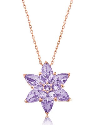 Inure Jewelry Gümüş Lila Lotus Çiçeği Kolye