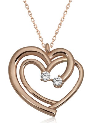 Inure Jewelry Gümüş Birleşmiş Kalpler Kadın Kolye