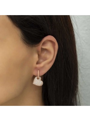 Inure Jewelry Gümüş Halka Kalp Kadın Küpe