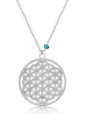 Inure Jewelry Gümüş Nazar Gözlü Yaşam Çiçeği Kolye