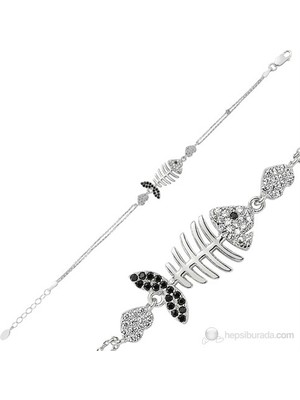 Inure Jewelry Gümüş Kalpli Balık Bayan Bileklik