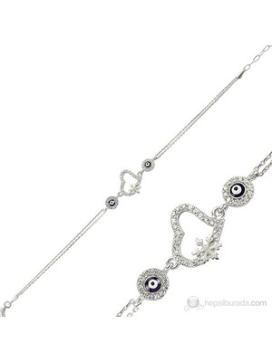 Inure Jewelry Inure Jewelry Silver 925 Nazarlı Kartanesi Kalp Bileklik BR0460044