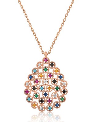 Inure Jewelry Gümüş Renkli Taşlı Damla Kolye