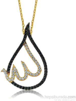 Inure Jewelry Inure Jewelry Gümüş Altın Kaplama Allah Yazılı Damla Kolye