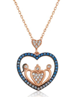 Inure Jewelry ​Gümüş Kalpli Aile Bayan Kolye