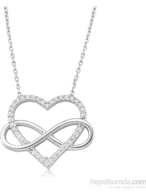 Inure Jewelry Gümüş Kalpli Sonsuzluk Bayan Kolye