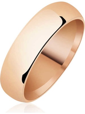 Inure Jewelry 5 mm Düz Bombeli Rose Gümüş Alyans