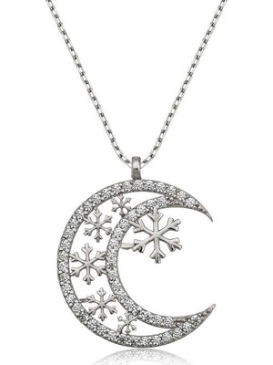 Inure Jewelry ​Gümüş Ay Kar Tanesi Bayan Kolye
