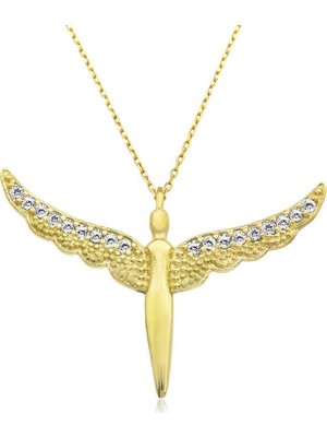 Inure Jewelry  Gümüş Gold Kanatlı Melek Kadın Kolye