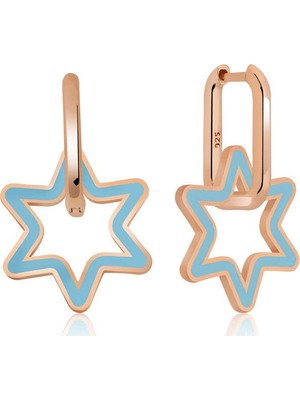 Inure Jewelry Gümüş Fosforlu Mavi Yıldız Küpe
