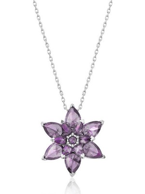 Inure Jewelry Gümüş Mor Lotus Çiçeği Bayan Kolye