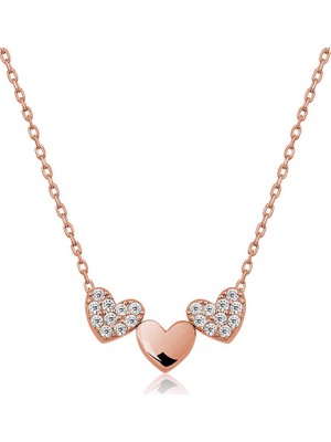 Inure Jewelry Gümüş Üç Kalp Kolye