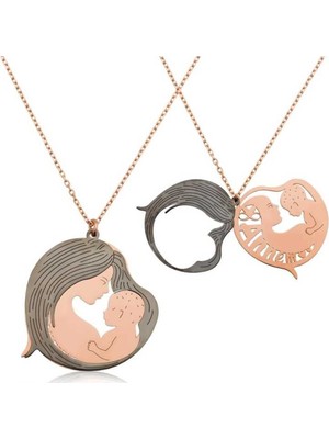 Inure Jewelry Inure Jewelry Gümüş Anne ve Bebek Kolye