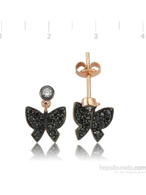 Inure Jewelry Inure Jewelry 925 Rose Kelebek Gümüş Küpe