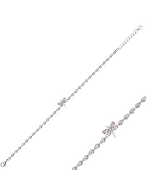 Delixa 925 Ayar Gümüş Yusufçuk Bileklik Pembe