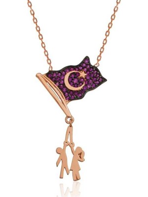 Inure Jewelry Inure Jewelry Gümüş Bayrak Tutan Çocuklar Kolye