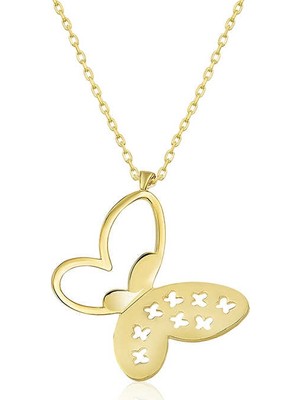 Inure Jewelry ​​Gümüş Gold Kelebek Kadın Kolye