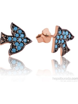 Inure Jewelry Inure Jewelry Silver Gümüş Firuze Taşlı Kırlangıç Küpe