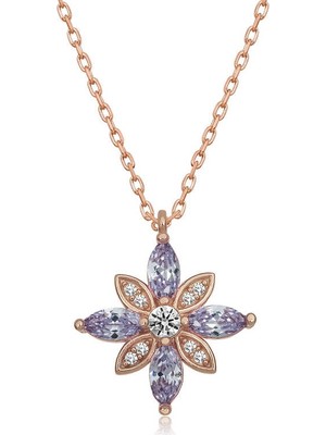 Inure Jewelry Gümüş Lila Taşlı Umut Çiçeği Kolye