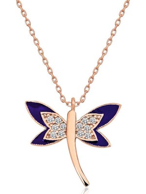 Inure Jewelry Gümüş Rose Lacivert Yusufçuk Bayan Kolye