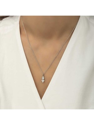 Inure Jewelry Gümüş Yuvarlak Tektaş Bayan Kolye