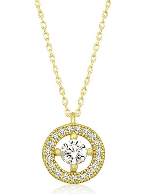Inure Jewelry Gümüş Minimal Yuvarlak Tektaş Kadın Kolye