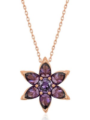 Inure Jewelry ​gümüş Mor Çiçek Kolye