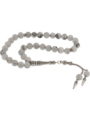 Inure Jewelry  Doğaltaş Metal Püsküllü Havlit Taşı Tesbih