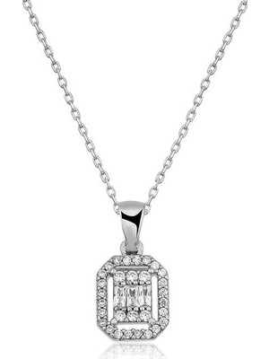 Inure Jewelry Gümüş Baget Taşlı Kadın Kolye