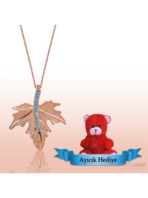 Inure Jewelry Inure Jewelry Silver Gümüş Firuze Taşlı Çınar Yaprağı Kolye