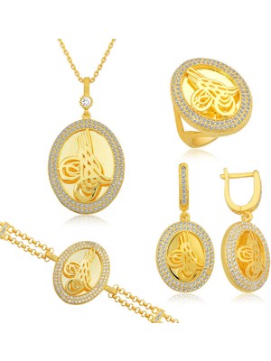 Inure Jewelry Gümüş Çerçeveli Tuğra Set