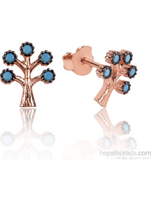 Inure Jewelry Inure Jewelry Silver Gümüş Firuze Taşlı Hayat Ağacı Küpe
