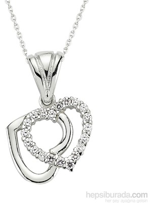 Inure Jewelry Inure Jewelry Zirkon Taşlı Rodyum Kaplama Kalbimiz Kolye