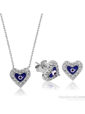 Inure Jewelry Inure Jewelry Silver Gümüş Nazarlı Kalp Set