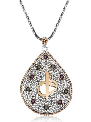Inure Jewelry Gümüş Elif Vav Otantik Bayan Kolye