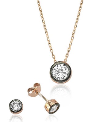 Inure Jewelry Inure Jewelry Gümüş Yuvarlak Tek Taş Set