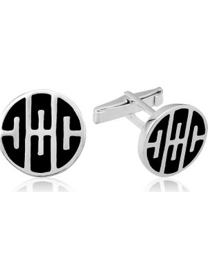 Inure Jewelry Gümüş Desenli Yuvarlak Kol Düğmesi