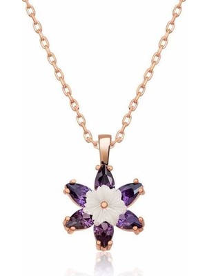 Inure Jewelry Gümüş Mor Lotus Çiçeği Kolye