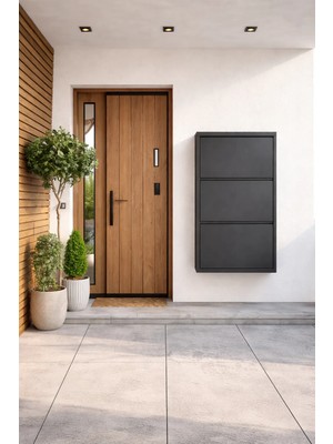 Effe Yapı Dekor Antrasit 3 Kapaklı Metal Ayakkabılık