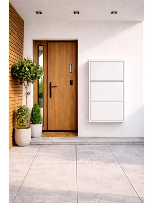 Effe Yapı Dekor Beyaz 3 Kapaklı Metal Ayakkabılık