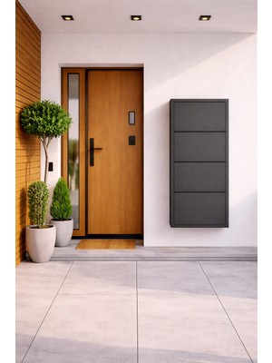 Effe Yapı Dekor Antrasit 4 Kapaklı Metal Ayakkabılık