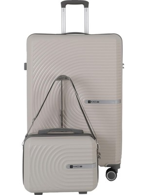 Delixa Mçs Polipropilen 2' Valiz Seti Büyük & Makyaj V374 Kemik Gri