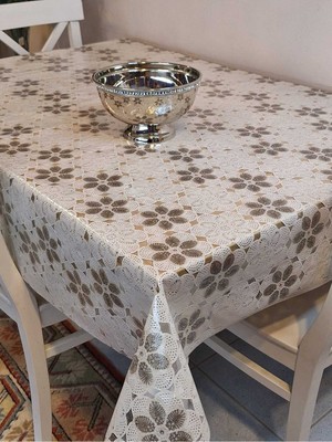 Başak Ev Tekstili Ithal Simli Dantel Görünümlü Silinebilir Pvc Masa Örtüsü