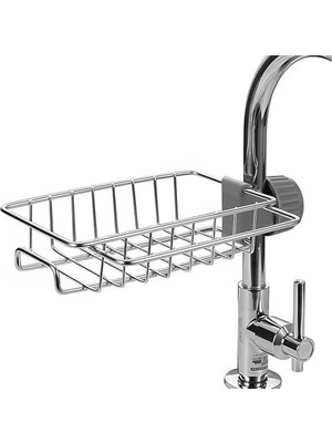 Kyrotech Mutfak Organizeri Tek Kat Demir Raf, Musluğa Klipsli Paslanmaz Çelik Evye Düzenleyici, Delmesiz Kurulum, Açık Drenajlı Süngerlik, Askılı Lavabo Içi Raf, Paslanmaz ve Dayanıklı Evye Organizeri