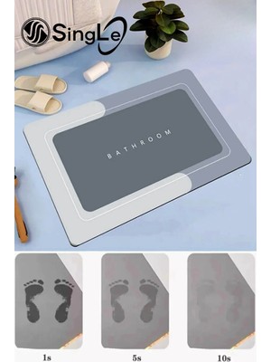 Single 40x60 cm Kaymaz Tabanlı Su Emici Kare Banyo Paspası Yumuşak Yapı ile Rahat Kullanım