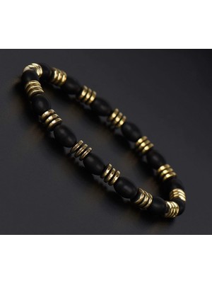 Delixa Arpa Kesim Oniks Sarı Hematit Doğal Bileklik - TAŞ0200