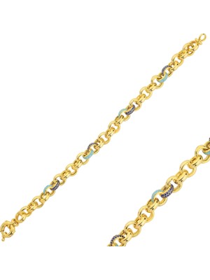 Delixa 925 Ayar Gümüş Mavi Taşlı Kaplama Bileklik