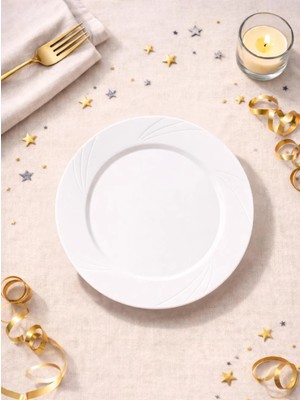 Parti Adresi Lüks Plastik Mika Tabak Parti Tabağı Beyaz 23 cm 6'lı